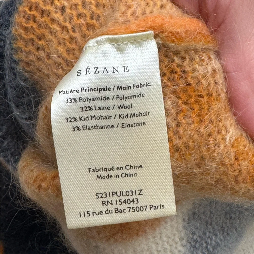 Sezane Nahla Sweater In Fall Foliage Wool Mohair Size XXL - Picture 8 of 9